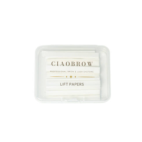 Ciaobrow Lift Papers professional lash and brow lift papers in branded clear carry case, closed