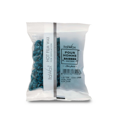 ItalWax Barber Pour Homme Barber Edition
Medium-dense metallic teal blue film wax
Designed for beard styling and male full face waxing procedures.