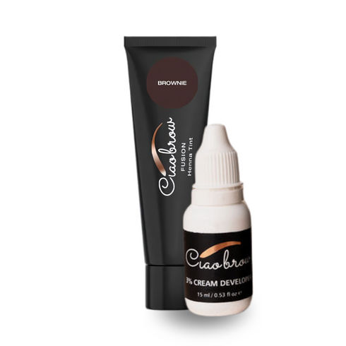 Ciaobrow Hybrid Tint Henna Fusion Tint & Developer (1 Tube of Tint & 1 Bottle of SMALLER 3% 15ML Developer)