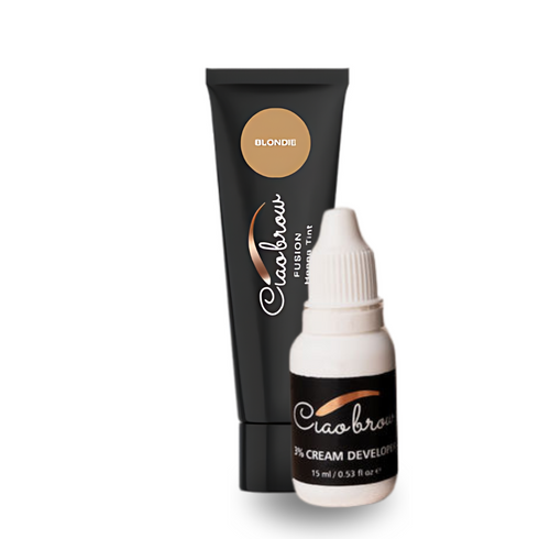 Ciaobrow Hybrid Tint Henna Fusion Tint & Developer (1 Tube of Tint & 1 Bottle of SMALLER 3% 15ML Developer)