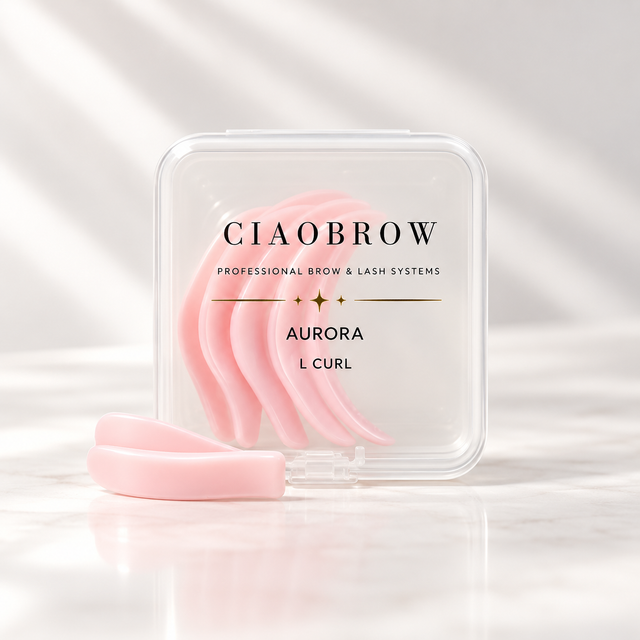 Ciaobrow Aurora L-Curl Korean lash lift shield case on white background